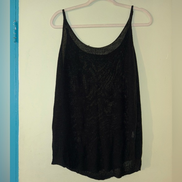 Black Women's Crochet Tank Top - Picture 1 of 4